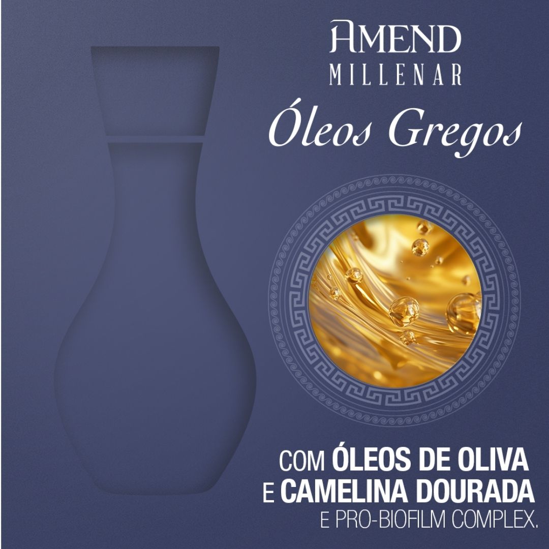 Kit Amend Milenar Óleos gregos Shampoo 300ml + Balm 180g + Condicionador 300ml