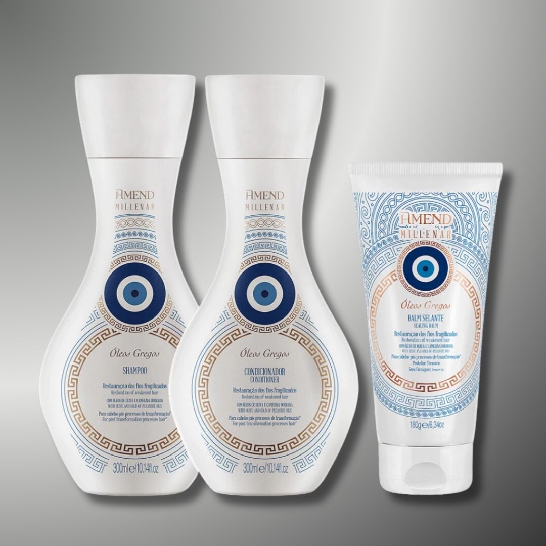 Kit Amend Milenar Óleos gregos Shampoo 300ml + Balm 180g + Condicionador 300ml